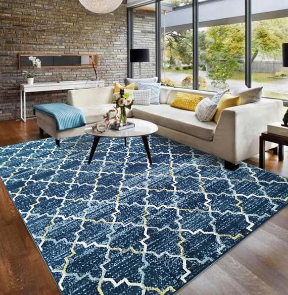 Embracing the Home Floor Decoration Polyester Blue Wilton Rug