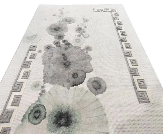 Tkanje prirodne elegancije: cvjetni uzorak Prekrasan sivi ručno taftirani vuneni tepih