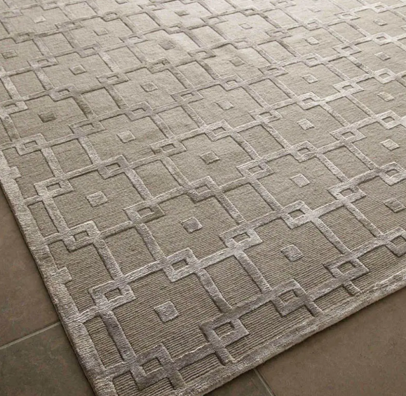 An Custom Modern Wool agus Silk Brown Hand Carpet Rug