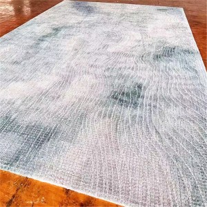 Anpassbarer handgetufteter Teppich aus blauer Wolle