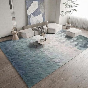 Customizable Blue Wool Hand Tufted Carpet