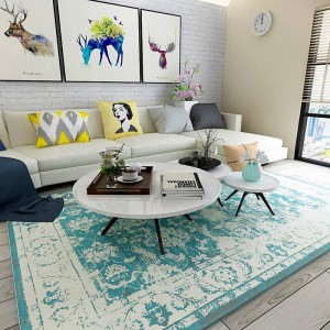3d Green Printed Carpet for Living Room