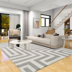 Grey and White Super Soft Luxury Geometric Carpet Rugs