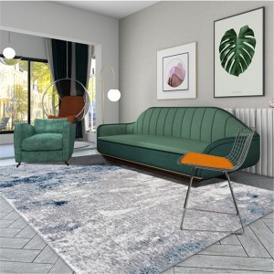 Modern Geometric Grey and Blue Luxury Super Soft Carpet