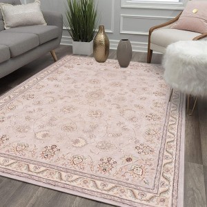 Alfombras persas de seda rosa de gran tamaño para salón dormitorio