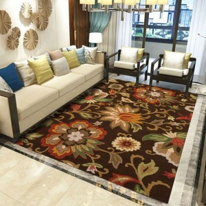 Stort vaskbart teppe med blomstermønstret nylon