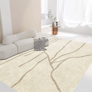 Natural Thick Hand Tufted Beige Rugs for Living Room