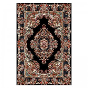 Vintage červený hrubý perzský koberec zo sivomodrej vlny