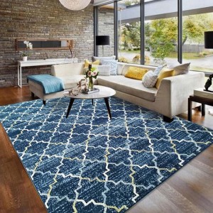 Home Floor Decoration Polyester Blue Wilton Rug