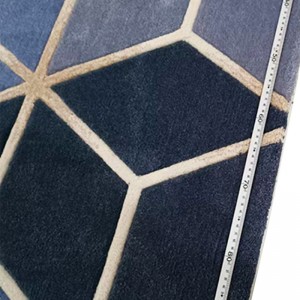 Модерни сини меки рачни тафтувани теписи со геометриски волнени теписи