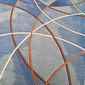 Blue wool geometric hand tufted rug carpet for sale
