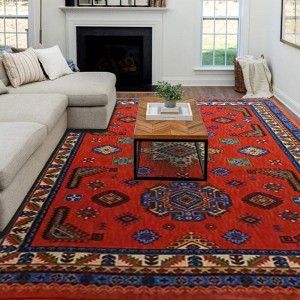 Home Living Room Silk Vintage Red Blue Gray Persian Rug