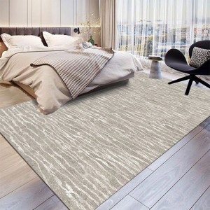 Huru Polyester Gray Beige Luxury Super Soft Wilton Carpet