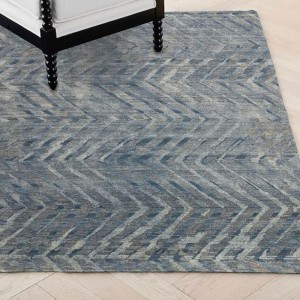 Turkish High End Large Wool Silk Rug Blue Black Grey Hand Tufted Carpet Suitable for Home Use