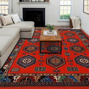 غرفة المعيشة المنزلية الحرير خمر الأحمر الأزرق الرمادي البساط الفارسي