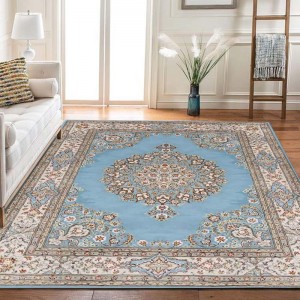 Modrý hedvábný perský koberec 10×14
