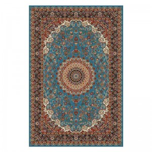 Vintage red thick teal wool persian rug