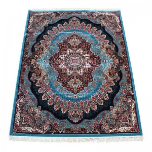 Lacný tradičný zelený čierny perzský koberec