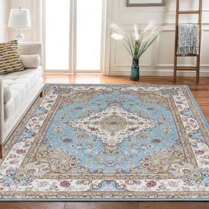 قالیچه ایرانی ابریشم آبی 10×14