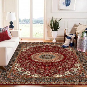 Hoogpolig dik vintage zijden rood Perzisch tapijt woonkamer