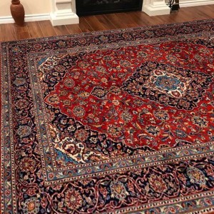 2 × 3 senovinis didelis raudonas persų vintažinis šilko kilimas