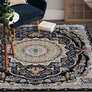 Autentisk silkesort persisk tæppe