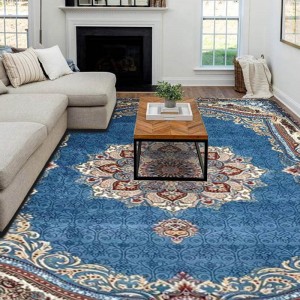 Домашна всекидневна Копринен винтидж червен син сив персийски килим