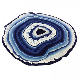 Visokokakovostna tradicionalna modra volnena preproga v obliki rože