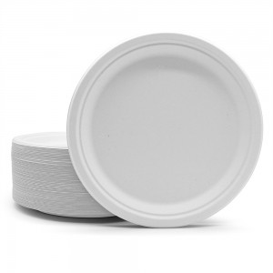 10 Inch Heavy Duty Biodegradable Disposable Party Sugarcane Bagasse Pulp Plates For Wedding
