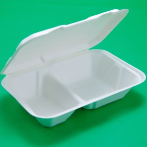 9 X 6″ 2 Compartment Disposable Takeaway Food Containers Biodegradable Sugarcane Bagasse Pulp Clamshell Lunch Box