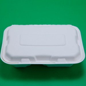 9 X 6″ 2 Compartment Disposable Takeaway Food Containers Biodegradable Sugarcane Bagasse Pulp Clamshell Lunch Box