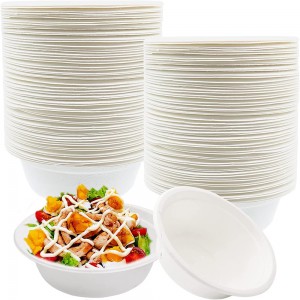 China PFAS Free 12 oz (340ml) Biodegradable Compostable Disposable  Microwave Paper Bowls With Lids Manufacture and Factory