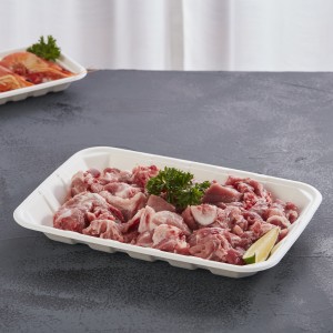 Disposable Biodegradable Rectangular Food Tray Meat Sugarcane Bagasse Pulp Moulded Tray