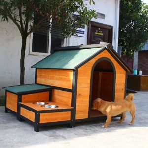 China Factory Outdoor Wooden Dog Pet House Kennel with Locker and Food Table