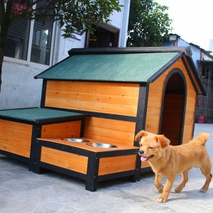 China Factory Outdoor Wooden Dog Pet House Kennel with Locker and Food Table