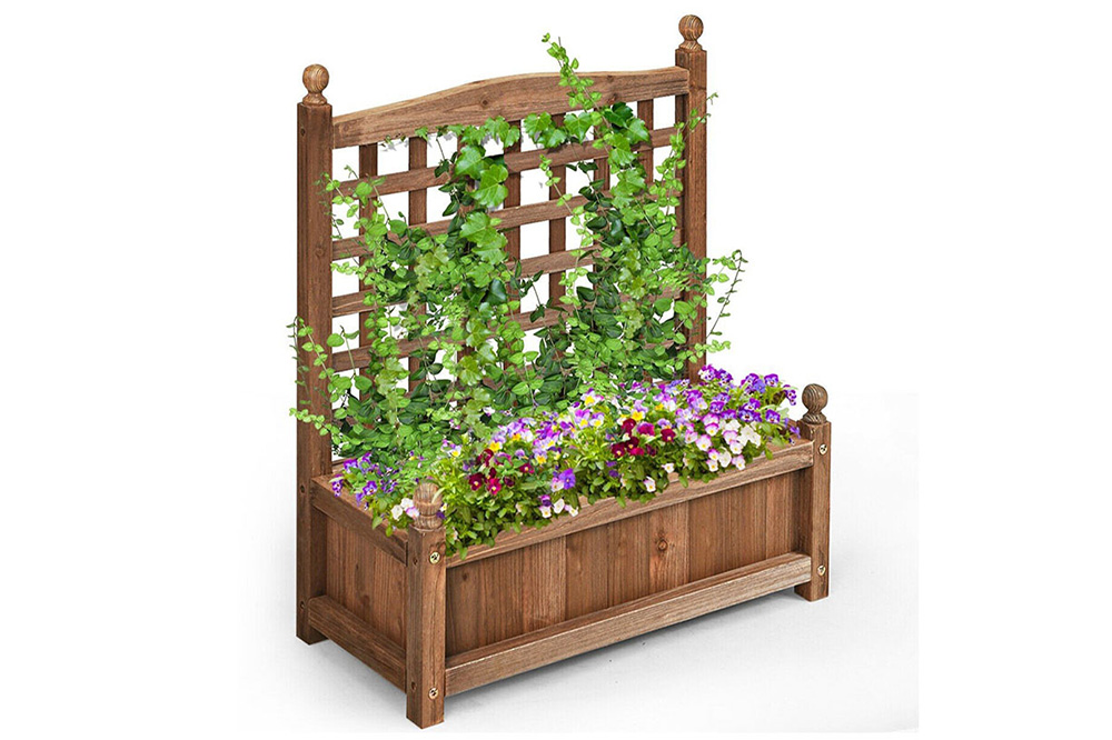 Flower shelf pot planter wooden fence Raised Solid Wood Flower Box Wood Planter Boxes