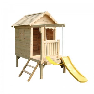 FSC Outdoor Wooden Children Playhouse Cheaps Big Outdoor Wooden Playhouse With Slide