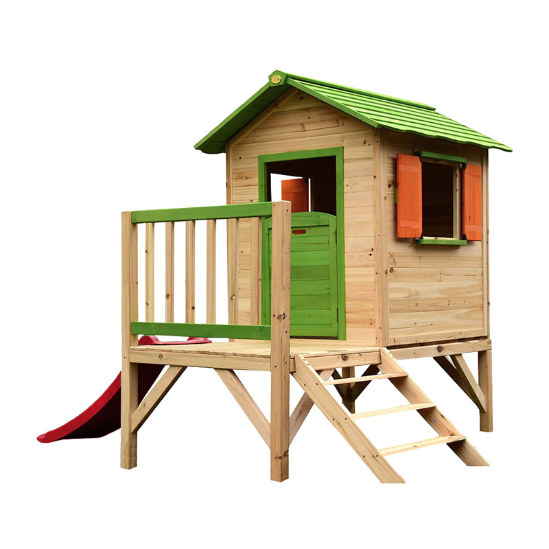 Wholesale High Quality Children Outdoor Wooden Kids Wood Playhouse with Slide