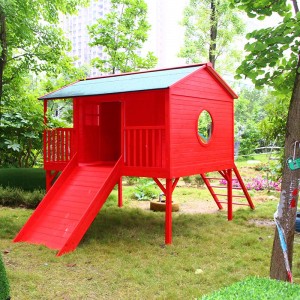 Outdoor Garden 100% Pine Wood Children Playhouses With Ladder Wooden Play House