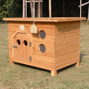 Pet Outdoor Wooden Dog House with Hinges