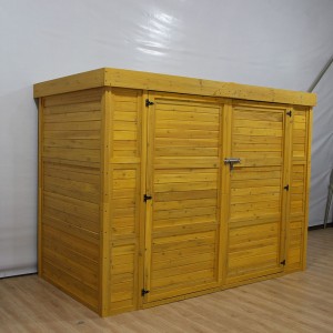 Customized wooden bike sheds in different colors and sizes