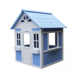OEM/ODM Supplier Blue Solid Wooden Children Play House with Doors