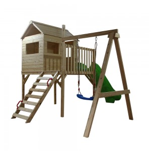 Custom Waterproof Prefab Garden Children Backyard Play house Kids Outdoor Wooden Playhouses With Slide