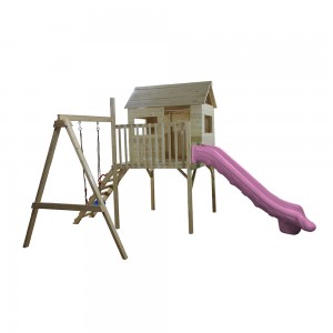 Custom Waterproof Prefab Garden Children Backyard Play house Kids Outdoor Wooden Playhouses With Slide