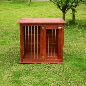 Weather-Resistant Log Cabin Dog House with Stainless Fence