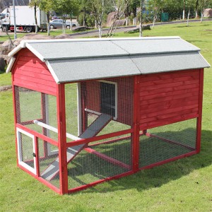 Wooden Bunny Cages House for Raised Pet Animal Indoor &Outdoor red