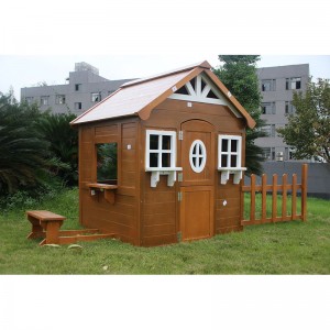 Factory Garden Playground Playhouses for Kids Wooden Outdoor Cubby House with Fence and Bench