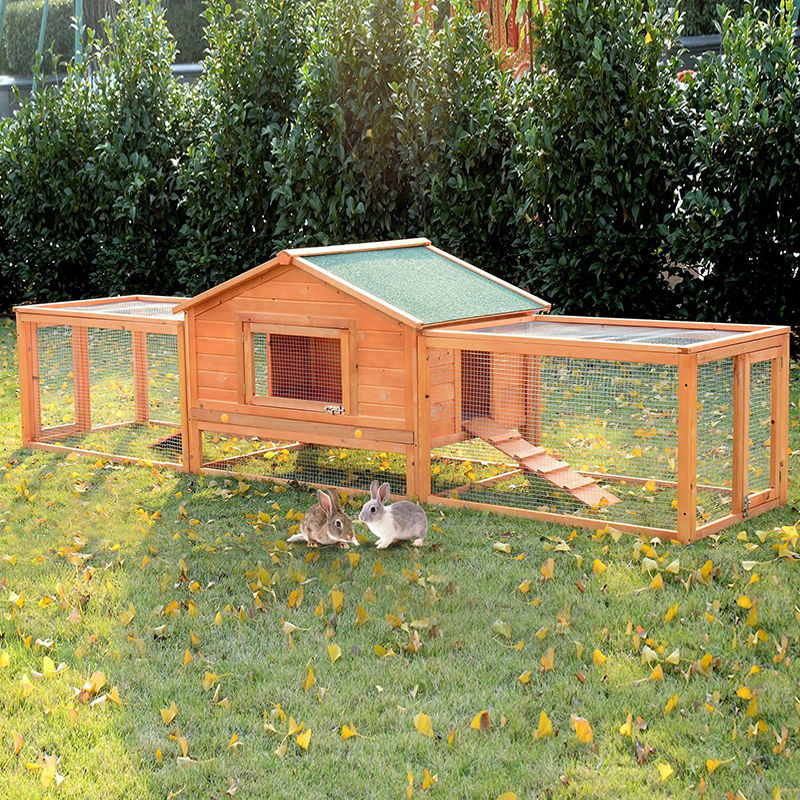Wooden Rabbit Hutch Cage Chicken Coop House Bunny Hen Pet Animal Backyard Featured Image