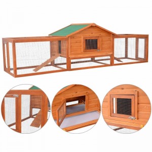 Wooden Rabbit Hutch Cage Chicken Coop House Bunny Hen Pet Animal Backyard