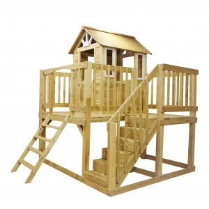 Factory best selling Mich Custom Outdoor Wooden Kids Playhouse with Climbing Frame